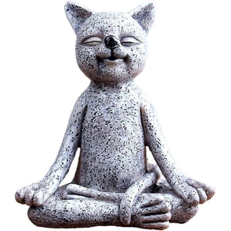 Sculpture animalière en méditation - Chien / Grenouille / Chat - Décoration pour jardin féerique, maison (1/2)