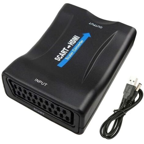 Convertisseur Péritel vers HDMI Adaptateur, SCART vers HDMI Vidéo Audio Adaptateur 1080P HD Support PAL NTSC SECAM pour PS4 PS3 TV D (1/4)