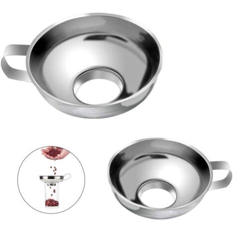 Lot de 2 entonnoirs de mise en conserve en acier inoxydable pour cuisine, entonnoirs à large ouverture, faciles à remplir (1/5)