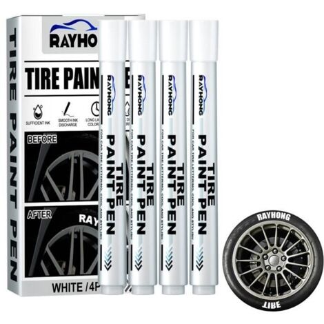 Qiilu stylo de traçage de graffitis de pneu de voiture Lot de 4 Marqueurs de Peinture Blanche Stylo Marqueur Blanc auto coffret (1/4)