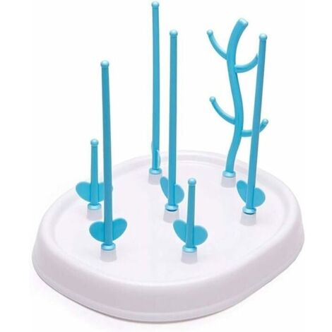 Egouttoir Biberons, Support de Séchage pour Biberon de Bébé, Egouttoir à Biberons Arbre, Egouttoir Bouteille (Bleu Blanc) (1/4)