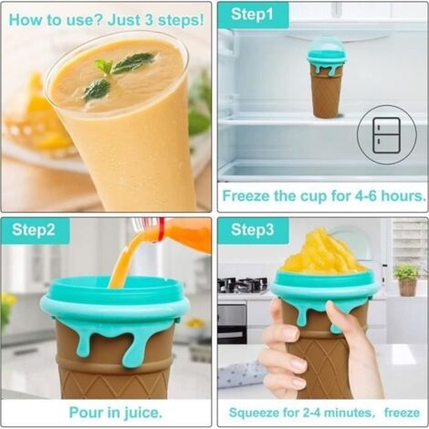Slushy Maker Cup - Gobelet Magique Réutilisable Pour Granités, Milkshakes Et Smoothies DIY Avec Paille Et Brosse