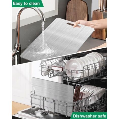Planche à Découper Double Face Acier Inoxydable 314 - Antibactérienne Et Durable