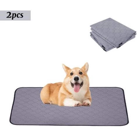 (Gris)2Pcs Tapis Educateur pour Chien Chiots 70x50cm Lavable Réutilisable Hygiénique d’Entraînement pour Apprentissage de la Propreté