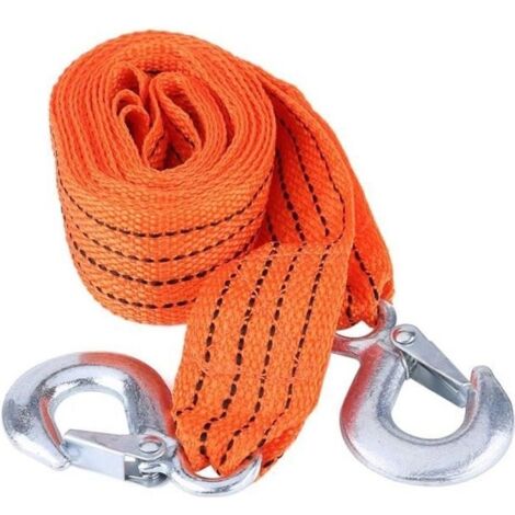 (Orange)Sangle de remorquage Charge de 3 tonnes - 4m x 4cm - Nylon haute résistance et fer forgé (1/4)