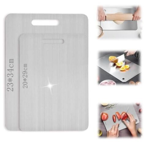Planche a Decouper en Titane, Planche a Decouper Antibacterienne, Titanium Cutting Board, Planche a Decouper Inox, Sans BPA(2PCS) (1/5)