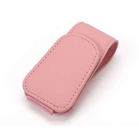 Porte-lunettes de voiture en cuir microfibre - Clip de lunettes - Clip de lunettes de soleil de voiture - Rose (1/4)