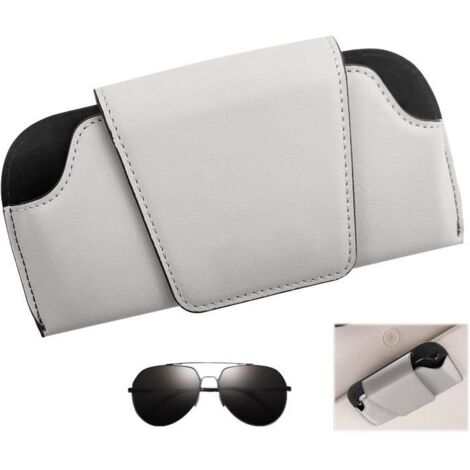 Porte Lunettes - Universel - Cuir PU Magnétique - Protection Lunettes - Accessoire Voiture (1/4)