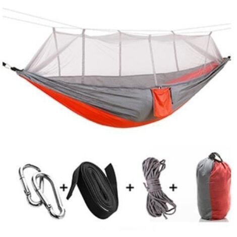 (Orange)Hamac nylon parachute tissu moustiquaire hamac extérieur anti-moustique-armée (1/4)