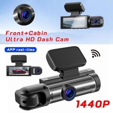 Caméra de Voiture 1440P avant + cabine dual dashcam avec 3.16'" Écran, Vision nocturne, Capteur G (1/4)