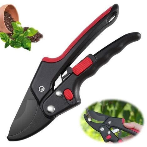 (Noir et Rouge)Sécateur de Jardin,Sécateur à lame franche ajustable,Coupe-Branche ligneuses,Cisailles à fleurs de réparation,pour Brindilles,Fruits (1/4)