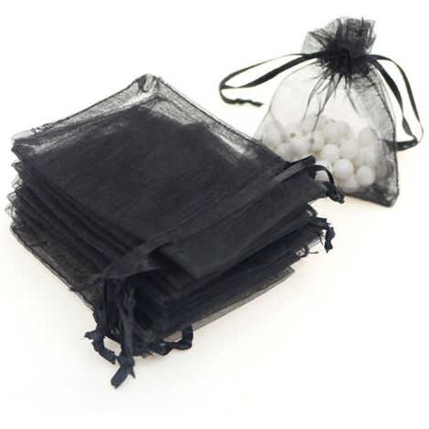 Lot de 100 sachets cadeaux en organza mesurant 9 x 12 cm pour un emballage cadeau lgant Label (1/3)