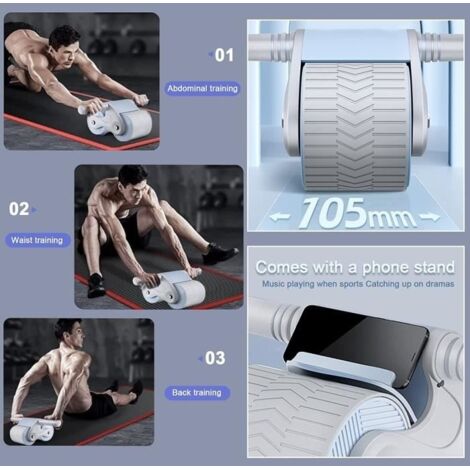 Roue Abdominale à Rebond Automatique – 4 Roues, Avec Support Téléphone, Pour Maison Et Salle De Sport