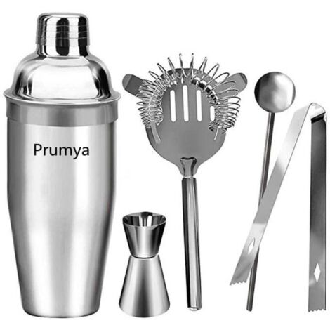 Shaker à Cocktail Professionnel , 5Pcs Kit Cocktail Shaker Mélangeur , Outil de Barman En Acier Inoxydable - 750ML