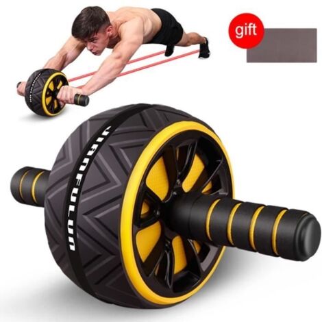 Roue Abdominale,Ab Roller Wheel,Roulette Abdominaux Exercice ,Roue de Fitness pour Musculation Sport Maison Materiel,Jaune