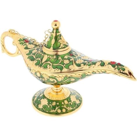 (Vert)Lampe décorative - Genie - Boîte à bijoux arabe - Alliage de zinc - 210x70x115 mm - Vert (1/2)
