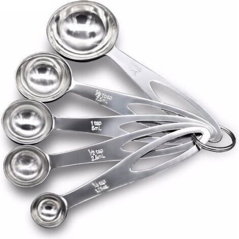 Lot de 5 cuillères doseuse mesure cup tsp et ml pour Mesurer ingrédients Sec et Liquides ( café ,thé, ...) + creuse bille à (1/4)