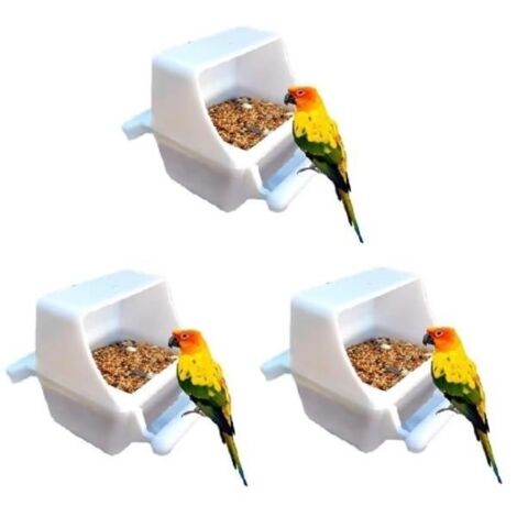 Lot de 3 Mangeoire à oiseaux à suspendre en forme de cage - Distributeur de nourriture pour oiseaux - Bol anti-éclaboussures , (1/4)