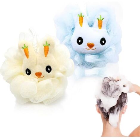 Fleur Douche Lot de 2 Fleur de Douche Lavable pour Enfants,Éponge De Douche Fleur de Bain Adorables pour le Corps, Mesh Loofah (1/5)