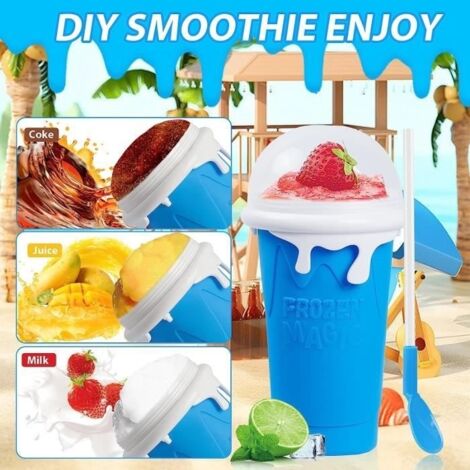 Tapvai Slushy Maker Gobelet Silicone - Machine à Granita Portable Avec Cuillère Paille Et Brosse - DIY Cola Jus