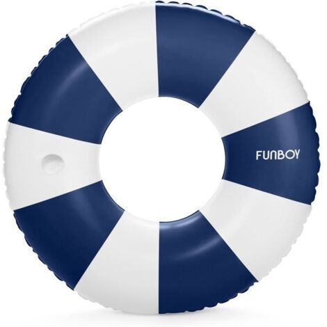 (blanc)Flotteur tubulaire géant à rayures bleu marine vintage de 81 cm, idéal pour les fêtes estivales au bord de la piscine, taille L (1/5)