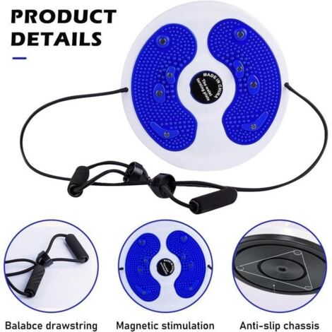 Disque De Torsion Taille Avec Corde – Planche Rotative Fitness Pour Affiner Taille, Jambes Et Fessiers – Résistance Max 90kg – Noir/Rose/Blanc