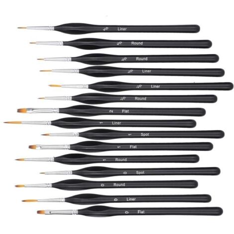 15pcs pinceaux miniatures pour la peinture d'art, la finition, la peinture d'artisanat à l'échelle, acrylique, huile, aquarelle (1/4)