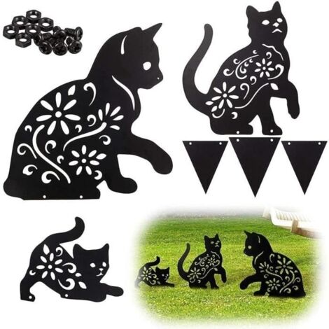 (Noir)Décoration de Jardin Chat 3pcs Statues Métalliques - Noir - Pelouse, Jardin et Arrière-cour (1/4)