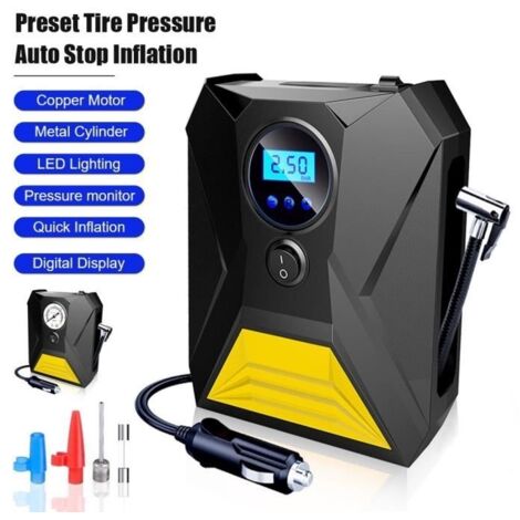 120W Compresseur Auto pour Pneus de Voiture avec Eclairage LED et Affichage Numérique (1/4)