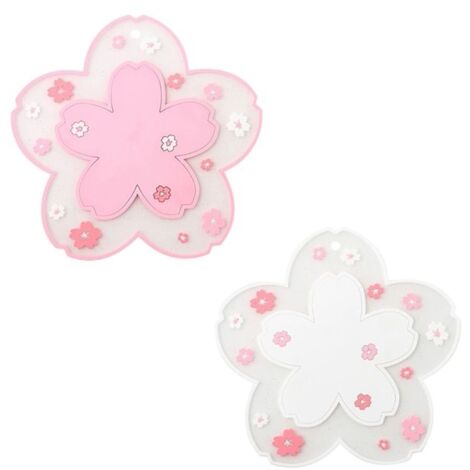 Lot de 2 dessous de verre Kawaii pour tasse à café, jolie tasse à thé en forme de cerisier, rose (1/5)