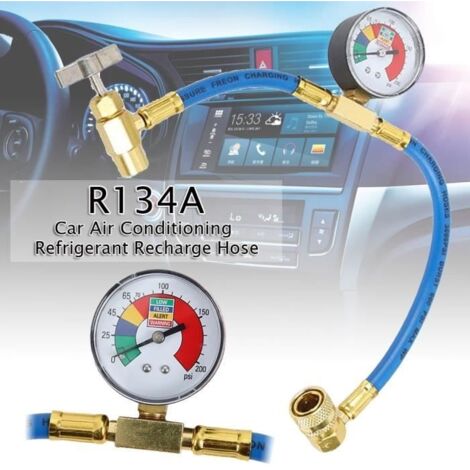 VICICA Recharge de réfrigérant de climatisation de voiture R134A, jauge de gaz de tuyau de mesure (1/4)