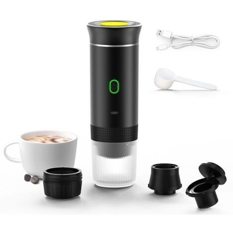 (noir)3PCS de Cafetières Portable Machine à Café Cafetière Expresso Chauffage Compatible avec Les Capsules Café Moulu pour Voiture Camion (1/5)