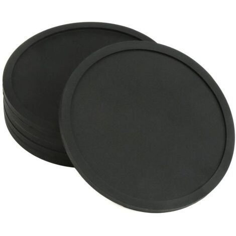 Lot de 6 sous-verres en silicone antidérapants pour tasses, sous-verres ronds noirs pour café, bière, verre à vin, bouteille, bar (1/5)