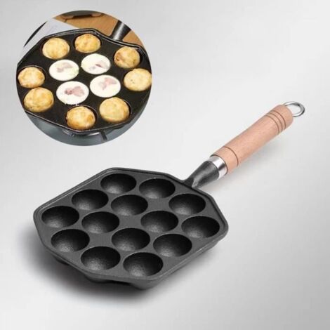FHE poêle à Takoyaki en fonte Machine à Takoyaki Pré-assaisonnée, Poêle à Takoyaki 14 Trous, Moule à Boulettes puericulture pot (1/4)