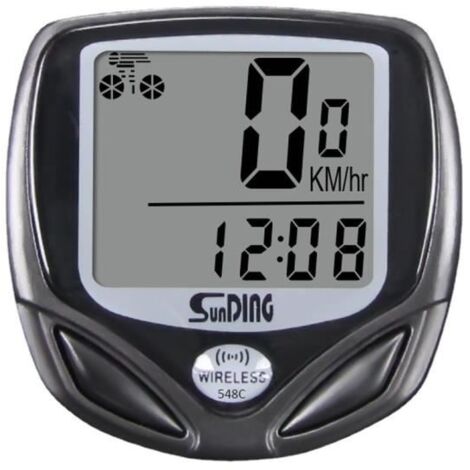 (Noir)Compteur de Vitesse Étanche - Écran LCD Rétroéclairé - Sans Fil - Multifonction (1/4)
