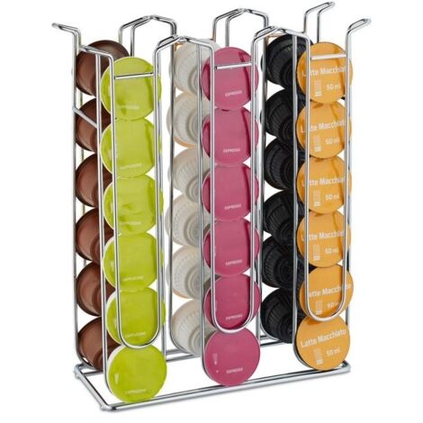 (argenté)Relaxdays Support pour capsules, 36 dosettes, rangement en métal, H x L x P : 32,5 x 26,5 x 9,5 cm, argenté (1/5)