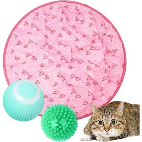 Jouets interactifs pour chat à cacher, tapis de jeu chat avec balle intelligente roulante, jouets interactifs 2 en 1,jouet de chasse