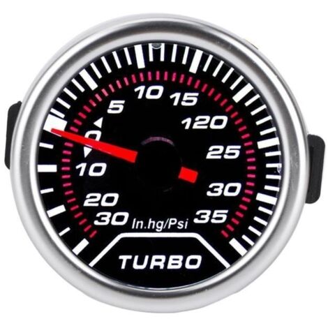 Fdit Manomètre à vide Jauge de Suralimentation Turbo Universelle Compteur de Pression à Vide 35PSI Lentille de Teinte Fumée LED (1/4)