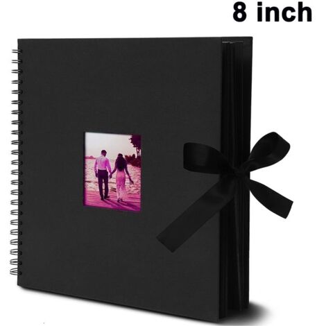 Album photo scrapbooking 20 x 20 cm DIY avec pochette photo, 30 pages, ruban de soie, papier kraft, pour livre d'or, anniversaire,
