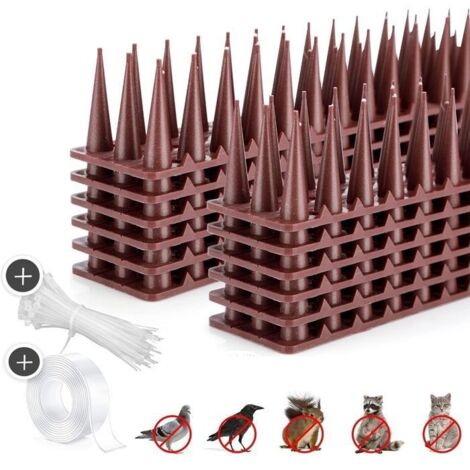 (Marron)12Pcs Pic Anti Pigeon 5M - Anti Pigeons pour Balcon - Pic Anti Oiseaux en Plastique - Anti Pigeon Chats avec Ruban et Serre-câbles (1/5)