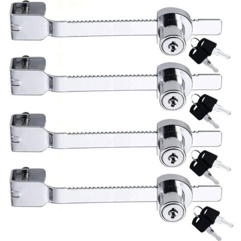 Lot de 4 verrous de scie coulissante avec clé différente serrure verrou vitrine en verre, vivarium, terrarium, vitrine, serrure à (1/5)