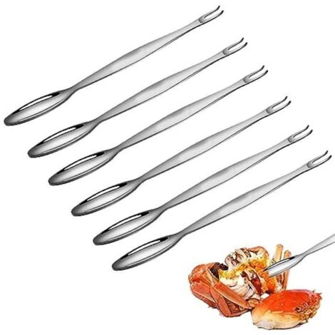 Pics de Fourchettes de Fruits de Mer, 6pcs Long Fourchettes à Escargots Acier Inoxydable Fourchette à Crabe Fourchette A Huitres (1/5)