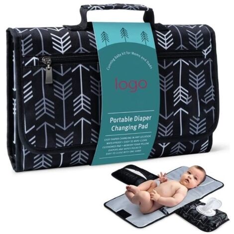 Matelas à Langer de Voyage, Portable Tapis à Langer Bébé Amovible, Avec Coussin de Tête Poches pour Bébé Maison Extérieur Voyage (1/4)