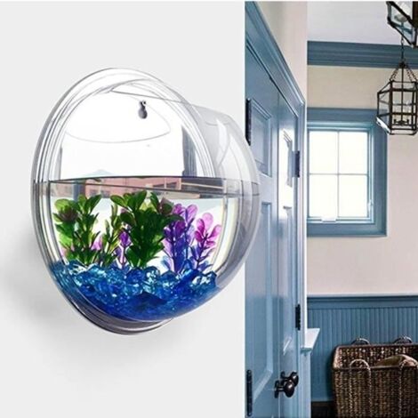 (Transparent)Aquarium mural à suspendre en acrylique transparent, claire, 23 cm