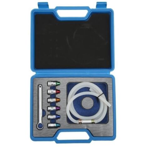 kit de tuyau de vidange de clé de purge Kit de clé de purge de frein métal caoutchouc 712 mm 6 adaptateurs moto coffret
