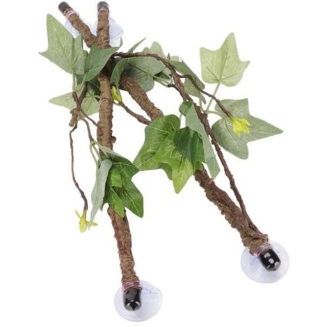 Décoration de Plante de Terrarium Angulaire Reptile avec Ventouses pour Grimper Lézard Serpent (1/4)