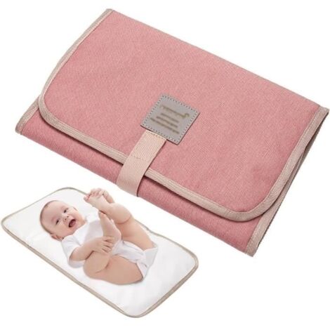 Pliable Matelas à Langer de Voyage, Tapis à Langer Pour Bébé, Impermeable Portable Tapis à Langer (Rose) (1/4)