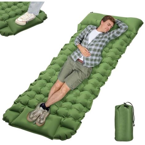Matelas Camping Autogonflant Pliable,10 cm d'épaisseur Ultraléger Matelas Autogonflant 1 Personne avec Pompe à Pied et Coussin