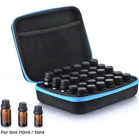 30 flacons pour huiles essentielles et mallette de transport , Boite de Rangement Essentielles imperméable, avec Poignée ,Bleu (1/4)