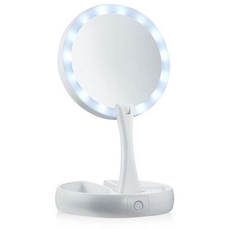 Mon miroir escamotable le miroir de vanité double face éclairé 10x Grossissement (1/4)